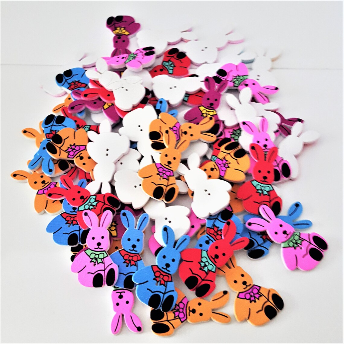 10 Wood buttons rabbit 1 1/2'' buttons for knittings | Etsy