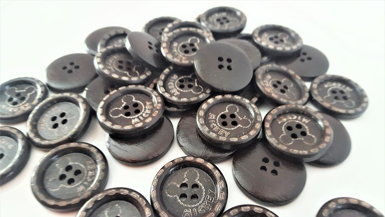 5 Wood buttons 1 inch Mickey buttons for hats wood button for headband wood button for sewing for craft for scrapbooking wood buttons image 4