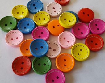 25 wood buttons 1/2'' wooded buttons 2 holes for craft for projects sewing knitting scrapbooking DIY projects