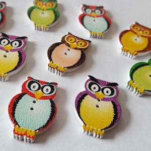 10 Wood buttons 1 1/4'' buttons for hats wood button owl shape for decoration for sewing scrapbooking DIY projects wood buttons
