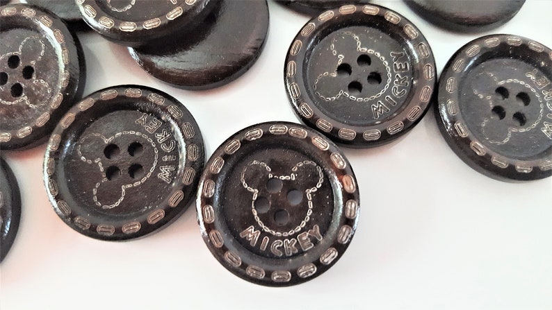 5 Wood buttons 1 inch Mickey buttons for hats wood button for headband wood button for sewing for craft for scrapbooking wood buttons image 6