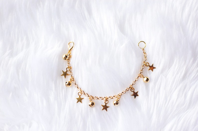 Star Charm Anklet with Bells, Gold First Birthday Gift, Baby Anklet, Boho Baby, Barefoot Baby, Bell Anklet, Christening, Beach Jewelry image 3