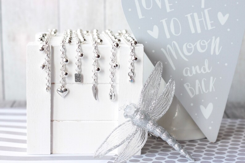 Silver Anklet with Bells SET of 2, First Birthday, Flower Girl Gift, Ankle Bracelet, Gypsy Wedding, Boho Baby Shower, Christening Gift image 4