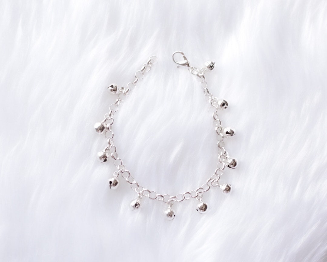 Baby Anklet With Bells, Silver Jingle Bell Bracelet, First Birthday