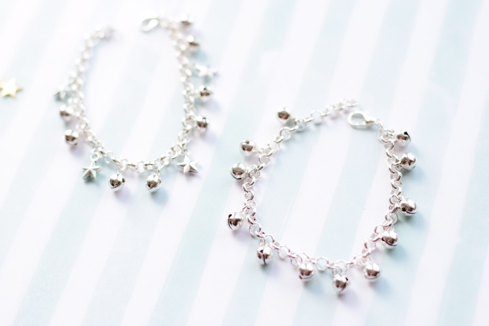 Silver Anklet With Bells SET of 2 First Birthday Flower Etsy