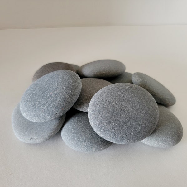 12 Rounded Flat Rocks for Painting - Lake Superior Beach Stones, approx. 2 inches
