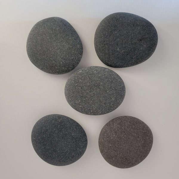 5 Rounded Flat Rocks for Painting - Lake Superior Beach Stones, 2.5 to 3.5 inches