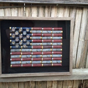 Shotgun Shell American Flag in a faux barnwood shadowbox image 3