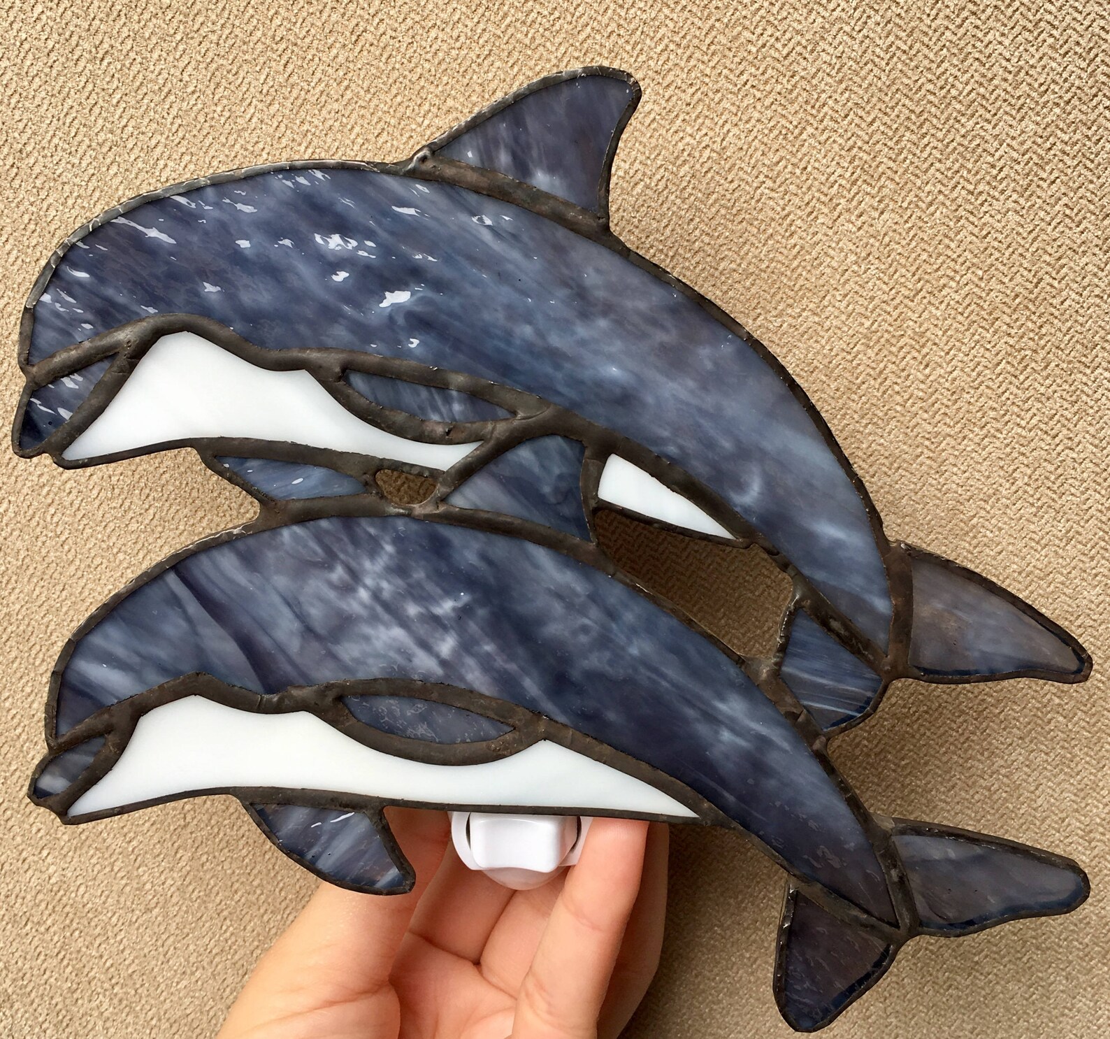 Dolphin Stained Glass Night Light | Etsy