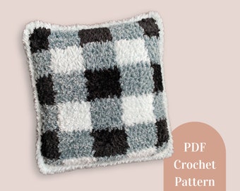 Buffalo Check Faux Fur Pillow - Crochet Pattern