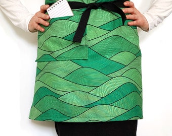 Modern Nature-inspired Rolling Hills Spring Half Apron | Colorful Kitchen | BBQ | Server Apron | Housewarming | Gardening | Gift for Mom