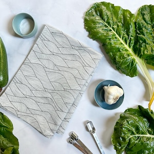Modern Nature-inspired Rolling Hills, Winter Tea Towel | Kitchen Towel | Linen Cotton Tea Towel | Housewarming | Host Gift | Gift for Mom