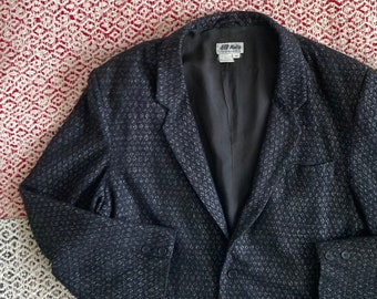 Vintage 80s Blazer Atomic Black Japanese Boxy > Medium M > Molto Par Bugatchi 1980s Loose Modern Japan