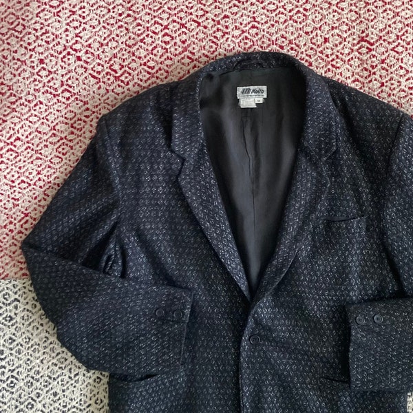 Vintage 80s Blazer Atomic Black Japanese Boxy > Medium M > Molto Par Bugatchi 1980s Loose Modern Japan