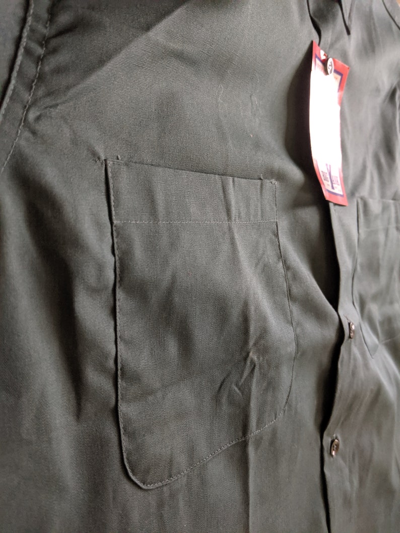Vintage 70s Green Work Shirt Big Yank Deadstock Large Union Made in USA New With Tags