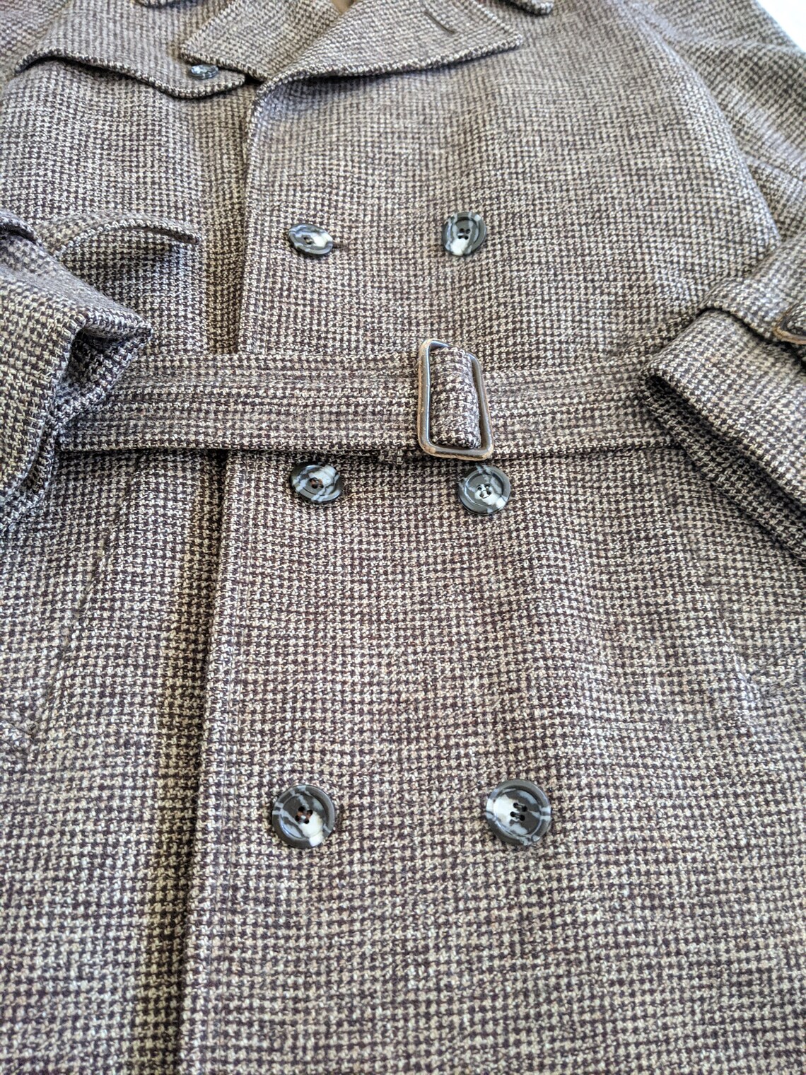 Vintage 60s 70s Tweed Trench Coat Brown Detective Inspector | Etsy