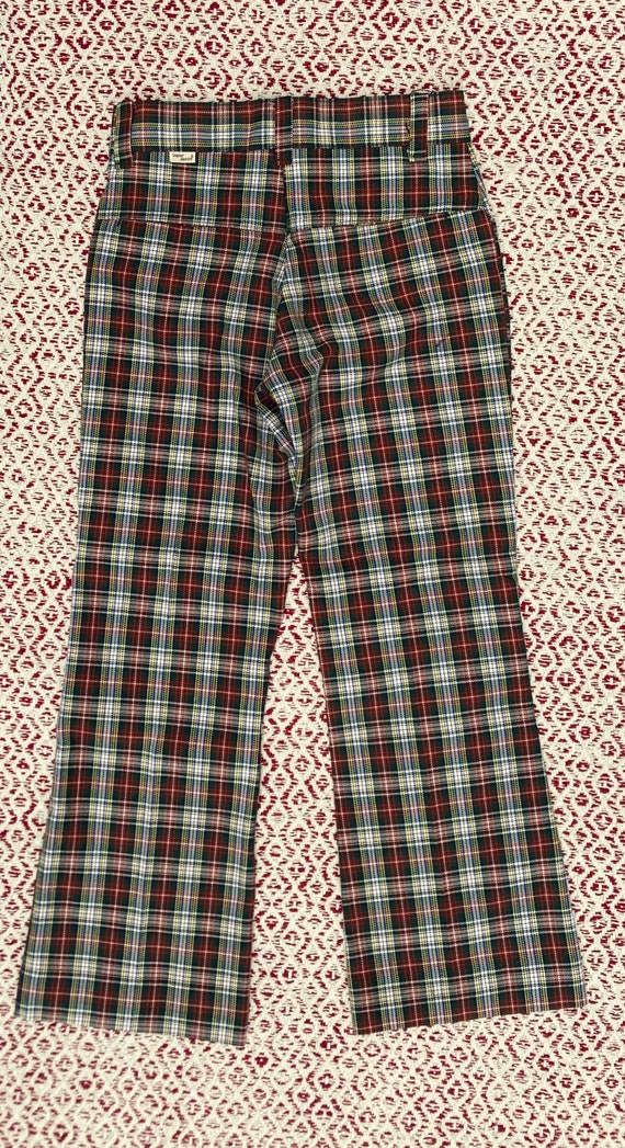 Vintage 70s 80s Plaid Jeans Pants Bootcut Flair >… - image 4