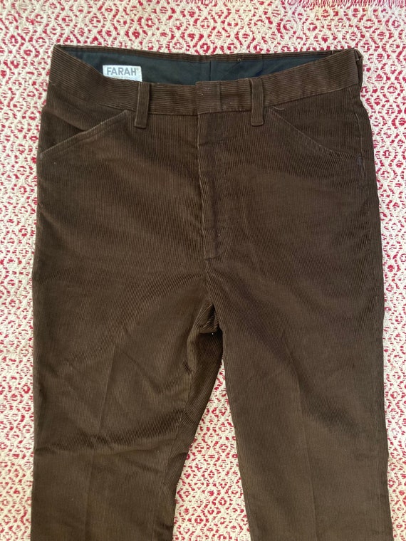 Vintage 70s Farah Corduroy Pants Brown Bootcut Fl… - image 2