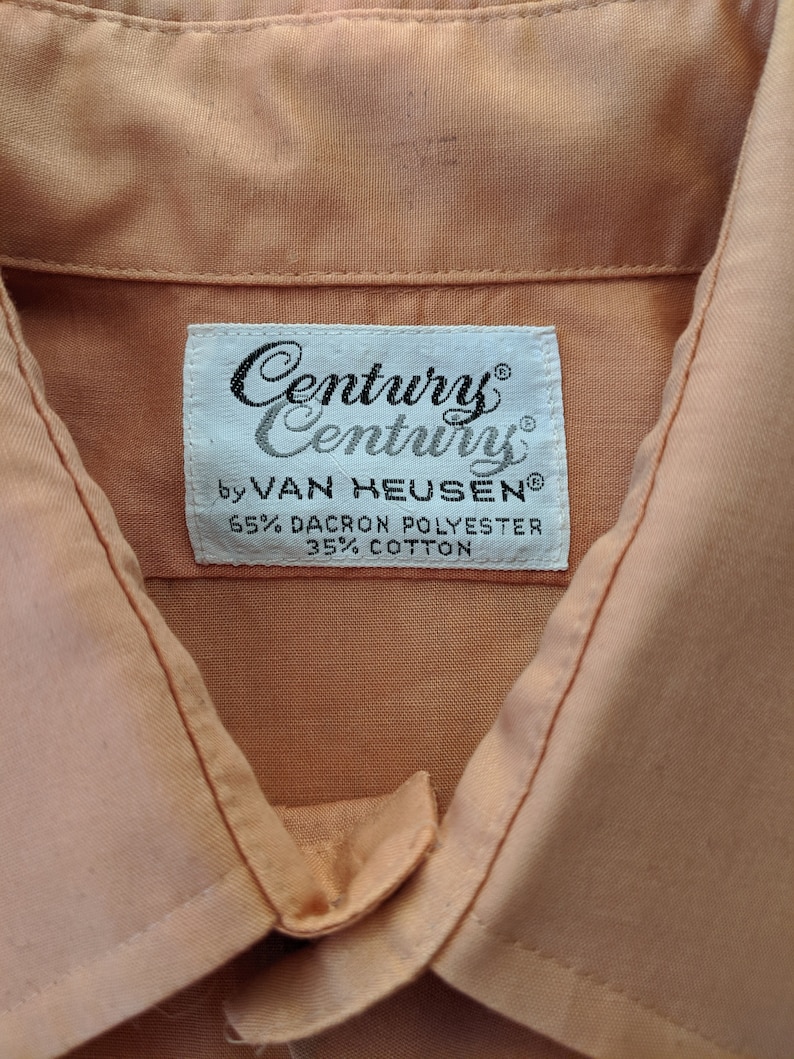 Vintage 70s Orange Shirt Van Heusen Button Down Medium Small Short Sleeve Button Up Super Soft