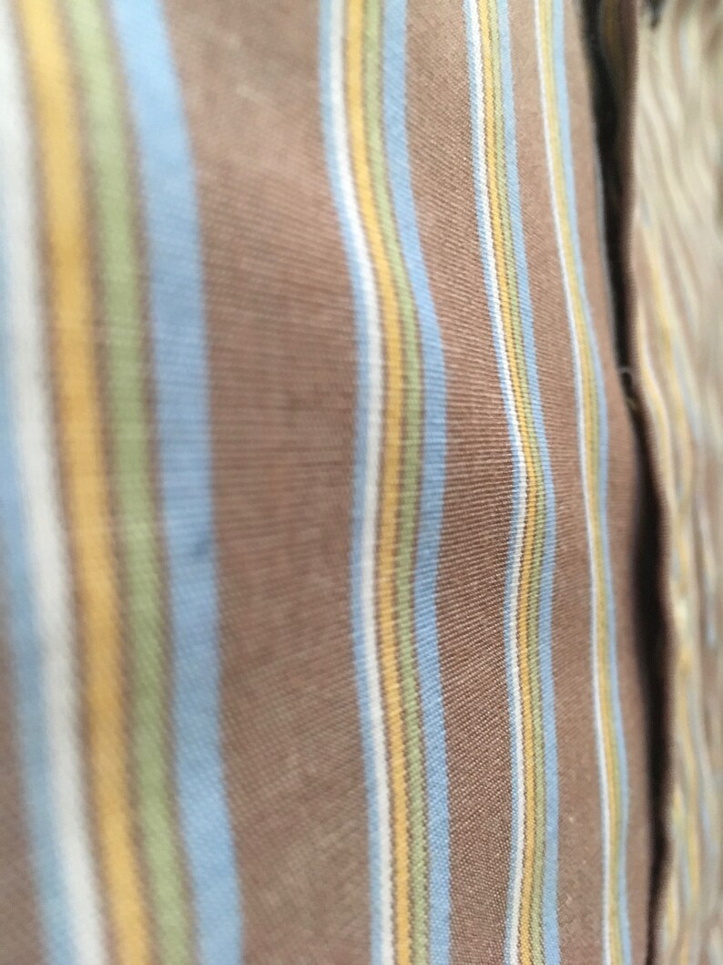 Vintage 60s Brown Striped Short Sleeve Shirt Large Extra Large Vintage Cranbrook