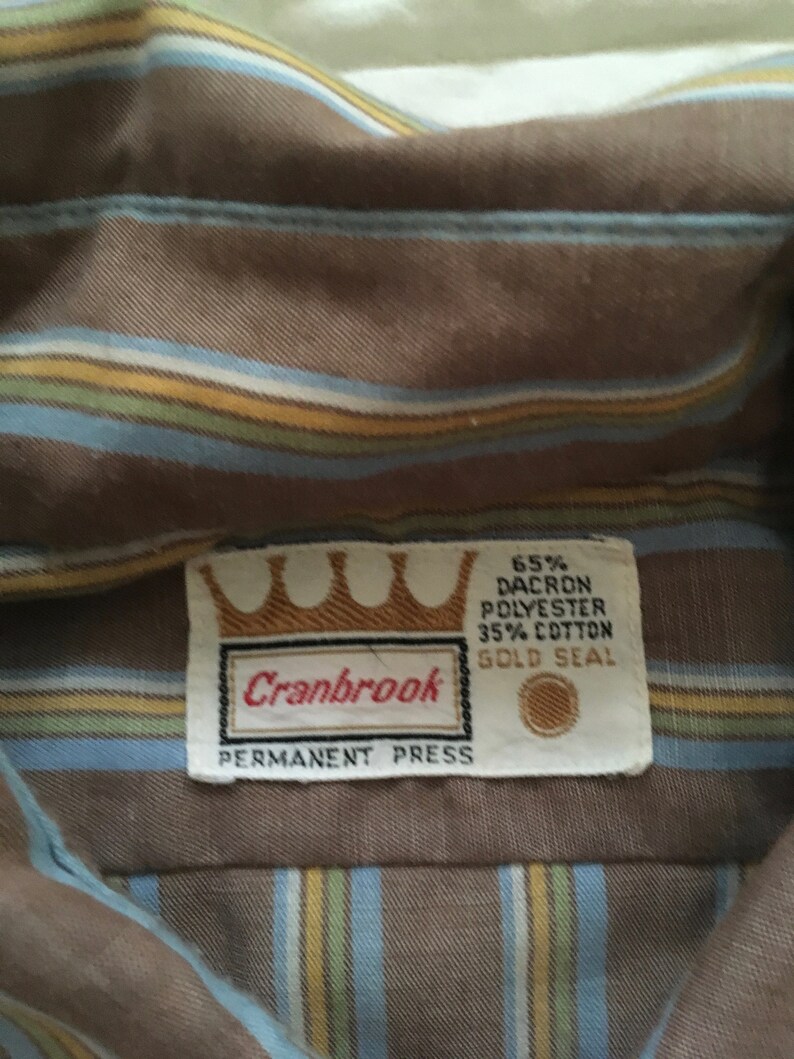 Vintage 60s Brown Striped Short Sleeve Shirt Large Extra Large Vintage Cranbrook