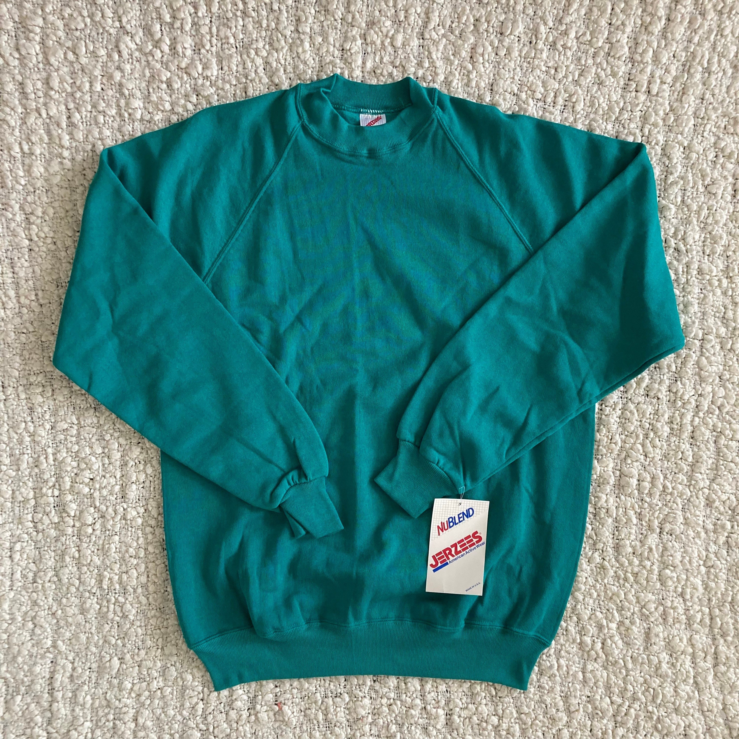Vintage 80s 90s Teal Green Sweatshirt Solid Basic Normcore - Etsy