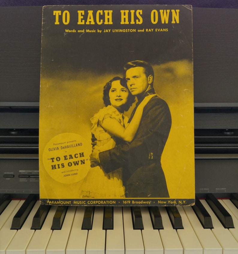 To Each His Own Vintage 1940s Sheet Music  Olivia DeHavilland image 9