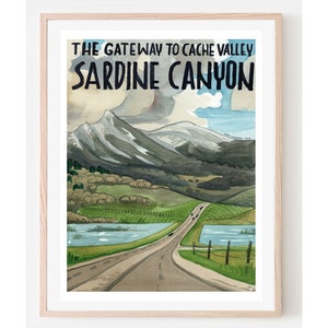 Póster de viaje de Sardine Canyon: póster de viaje de Utah, arte de Cache Valley, arte de Utah, decoración del hogar de Utah, arte mural, pósteres de viajes vintage