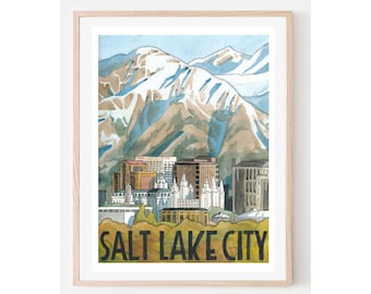 Salt Lake City Travel Poster- Salt Lake City Utah Art, Utah home Décor, Utah Wall Art, Utah Travel Poster