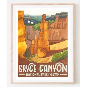 Bryce Canyon National Park Travel Poster- Utah travel poster, national park art, national park poster, Utah home décor, Utah national parks