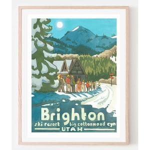 Brighton Travel Poster- Utah Travel Poster, Utah art décor, Brighton Ski Resort Poster, Vintage Travel Posters, Utah wall art
