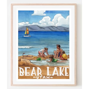 Póster de viaje de Bear Lake: póster de viaje de Utah, decoración artística de Utah, Bear Lake, Utah, arte de Bear Lake, pósteres de viajes vintage, arte mural de Utah