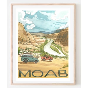 Moab Utah Travel Poster- Moab Art, Southern Utah Art, Southern Utah Landscape, Utah Home Décor, Utah Travel art