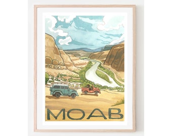 Moab Utah Travel Poster- Moab Art, Southern Utah Art, Southern Utah Landscape, Utah Home Décor, Utah Travel art
