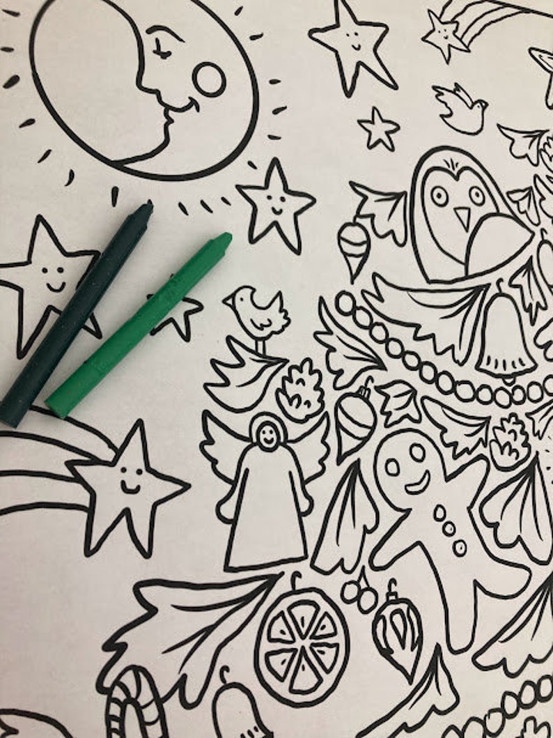 Giant Christmas Tree Coloring Page Printable Christmas Etsy