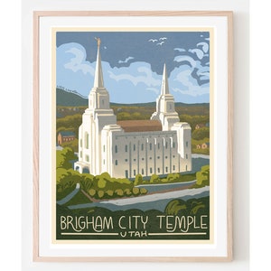 Brigham City LDS Temple Travel Poster- Mormon Temple  Art, LDS art, LDS Home décor, Bountiful temple, Utah home décor, Vintage travel poster