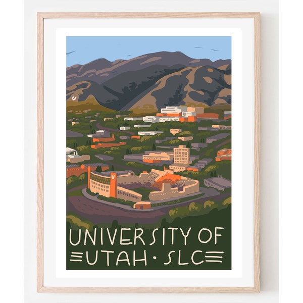 University of Utah Campus Travel Poster- University of Utah Art, Utah Travel Poster, Utah Home Décor, Graduation Present