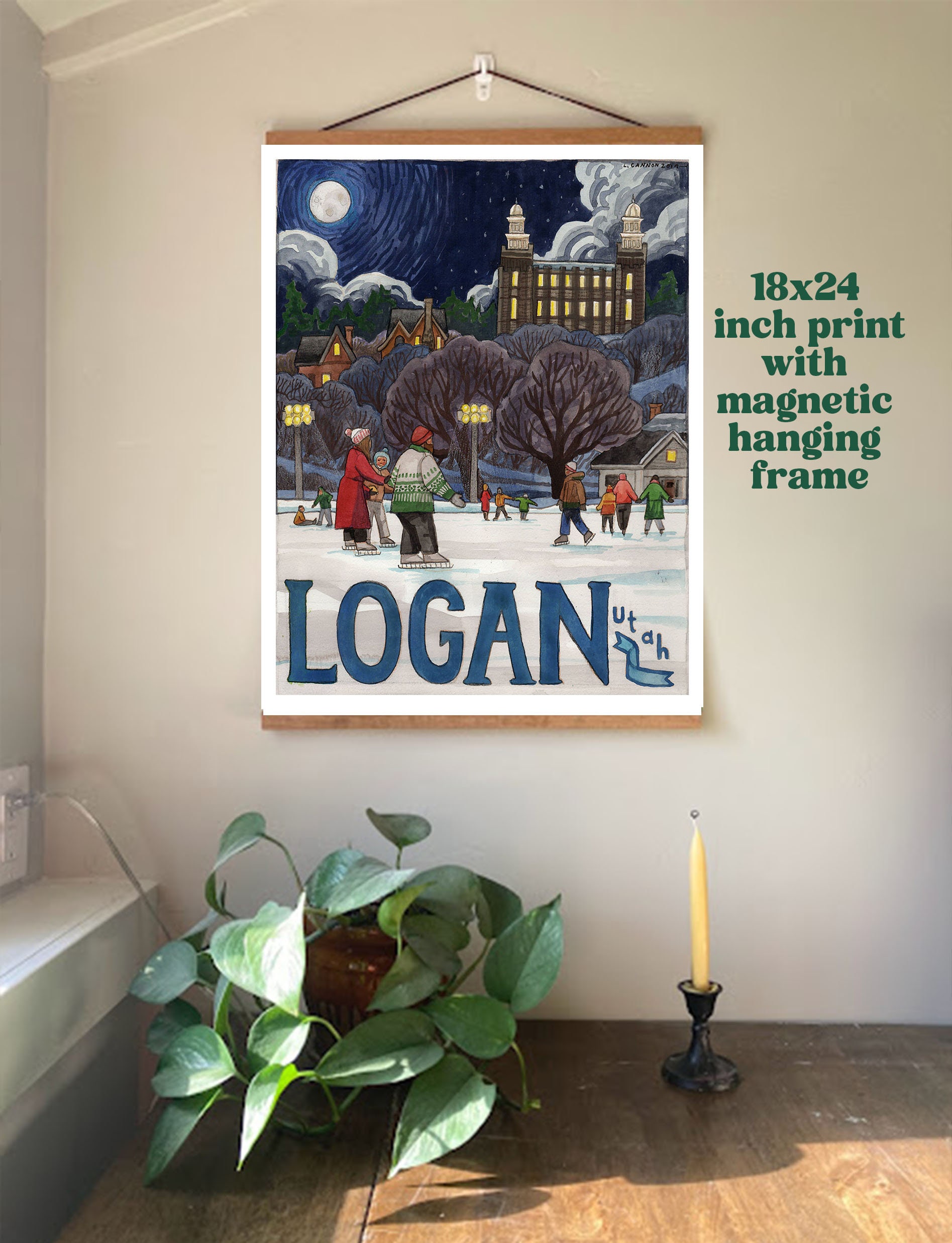 Logan Vintage Ice Rink Travel Poster Utah Travel Poster, Cache Valley