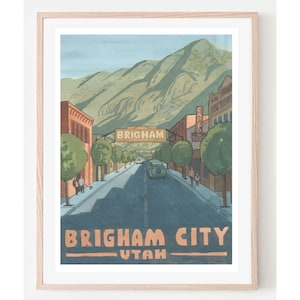 Brigham City Travel Poster- Utah travel poster, Utah home décor, Utah art, vintage travel poster, traveler gift, Utah art print