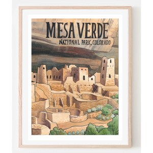 Mesa Verde National Park Travel Poster- Mesa Verde Art, Mesa Verde Colorado, Mesa Verge Art, National Park Art, National Park Wall Decor