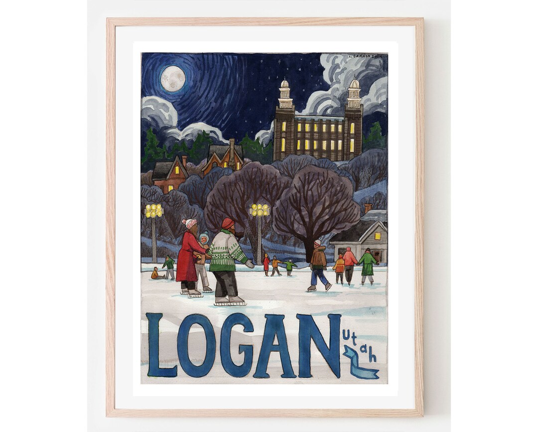 Logan Vintage Ice Rink Travel Poster Utah Travel Poster, Cache Valley