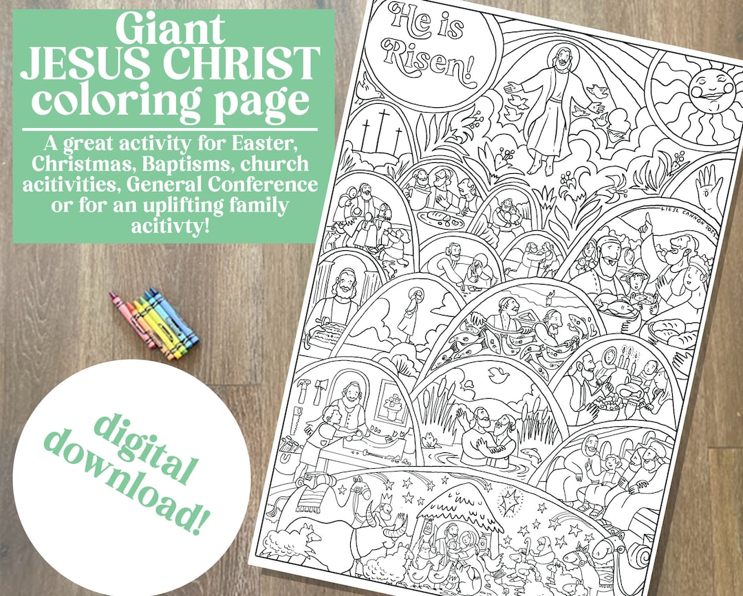 Jesus Coloring Page- Giant Coloring Page, LDS Coloring Page, General ...