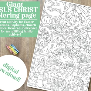 Jesus Coloring Page- Giant Coloring Page, LDS coloring page, general conference coloring page, Christian coloring page, Christian Easter
