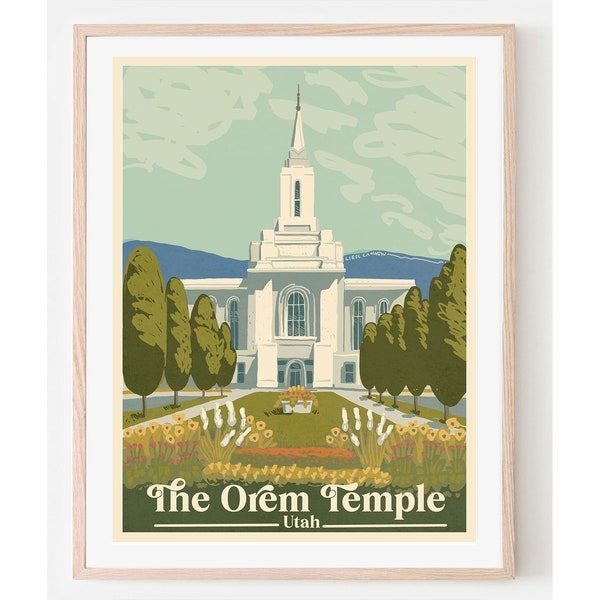 Orem Temple Travel Poster- Mormon Temple  Art, LDS art, LDS Home décor, Bountiful temple, Mormon home décor, Orem Temple, LDS temple