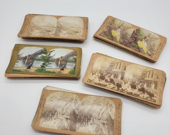 A set of 50 Stereograph Cards, antique, nature, people, bridges