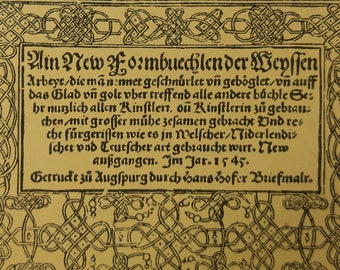 Ain New Formbuech'len Der Weyssen Arbeyt - Nuovo libro modello di lavoro bianco 1545, libro modello d'oro per il ricamo