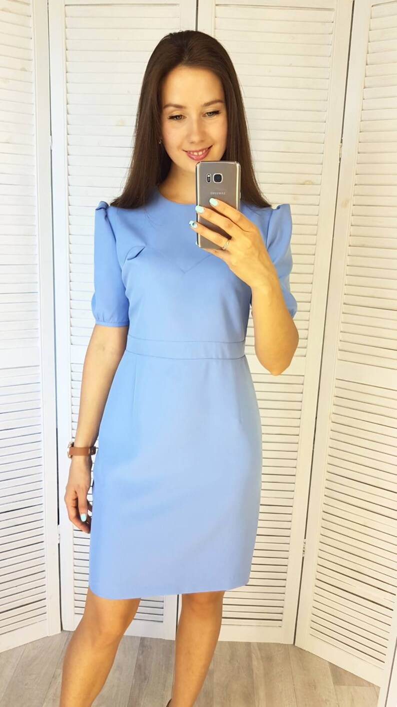 light blue office dress