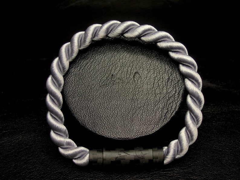 Silver Rope Bracelet Twisted Silver Bracelet Silver Rope Bracelet Silvery-Gray Twisted Cord Bracelet Carbon Bracelet