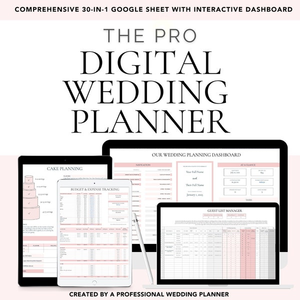 THE PRO Digital Wedding Planner | All-In-One Wedding Spreadsheet | Wedding Planning Checklist Wedding Planning Template Wedding Budget