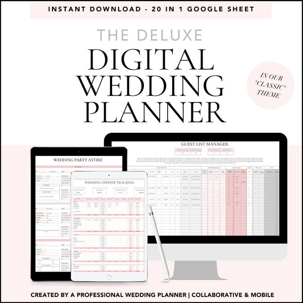 Deluxe Digital Wedding Planner | Google Sheets Wedding Planner Book | All In One Wedding Planner